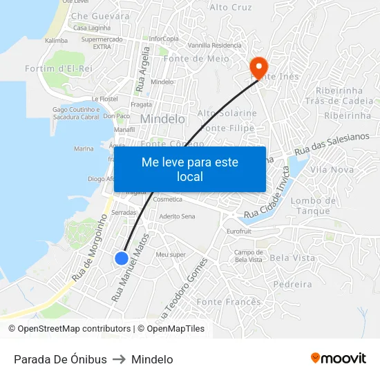 Parada De Ónibus to Mindelo map