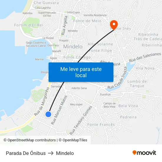 Parada De Ónibus to Mindelo map