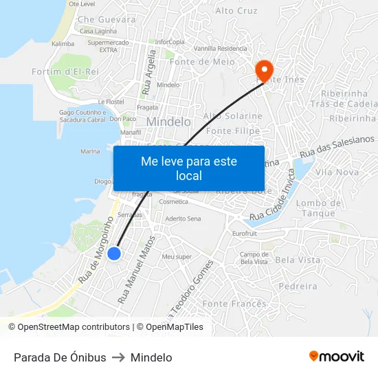 Parada De Ónibus to Mindelo map