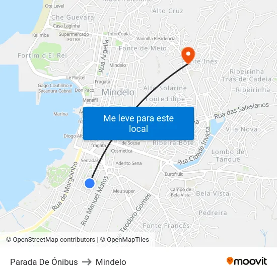Parada De Ónibus to Mindelo map