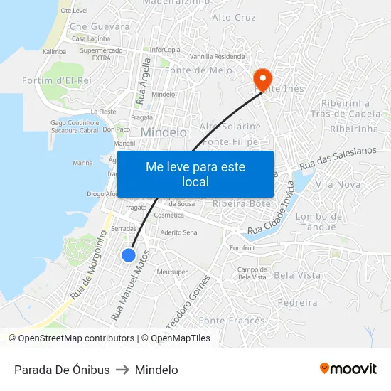 Parada De Ónibus to Mindelo map