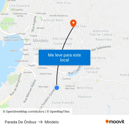 Parada De Ónibus to Mindelo map