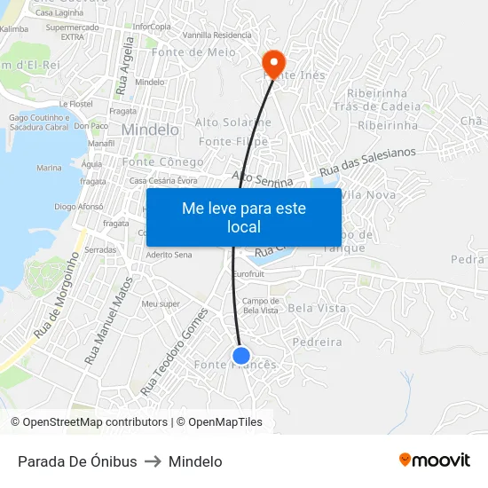 Parada De Ónibus to Mindelo map