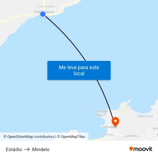Estádio to Mindelo map