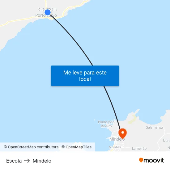 Escola to Mindelo map