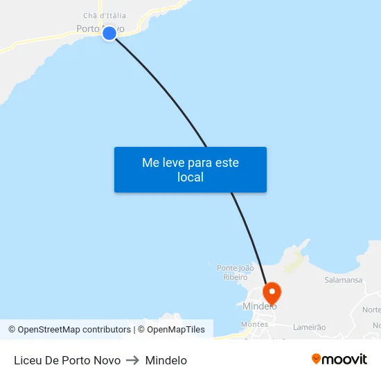 Liceu De Porto Novo to Mindelo map