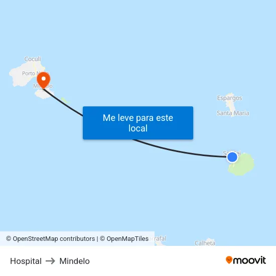 Hospital to Mindelo map