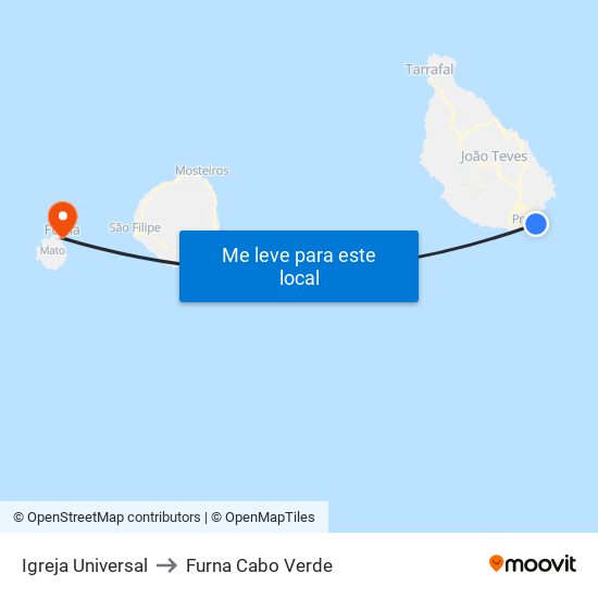 Igreja Universal to Furna Cabo Verde map