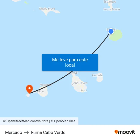 Mercado to Furna Cabo Verde map