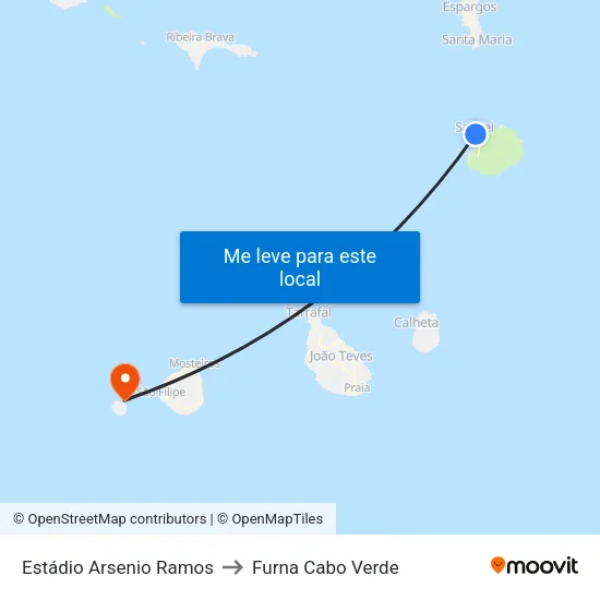 Estádio Arsenio Ramos to Furna Cabo Verde map