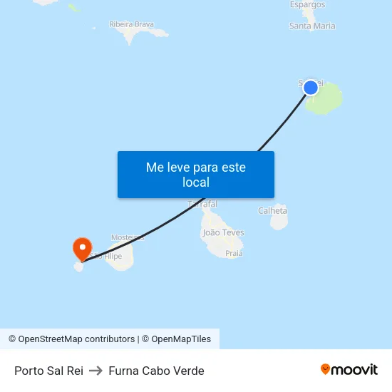 Porto Sal Rei to Furna Cabo Verde map