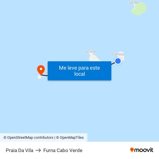 Praia Da Vila to Furna Cabo Verde map