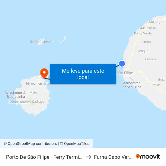 Porto De São Filipe - Ferry Terminal to Furna Cabo Verde map