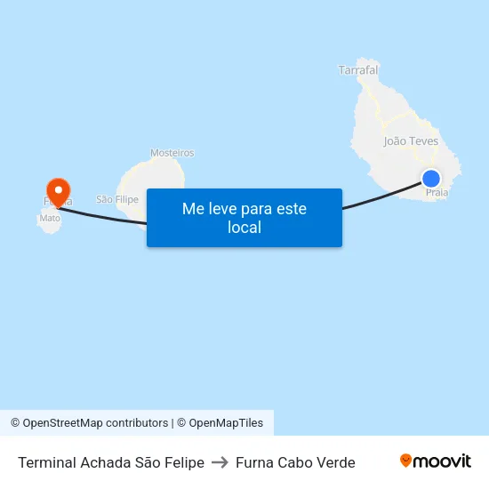 Terminal Achada São Felipe to Furna Cabo Verde map