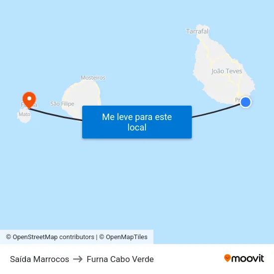 Saída Marrocos to Furna Cabo Verde map
