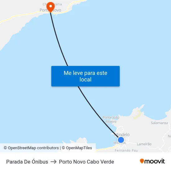 Parada De Ónibus to Porto Novo Cabo Verde map