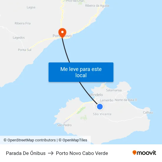 Parada De Ónibus to Porto Novo Cabo Verde map