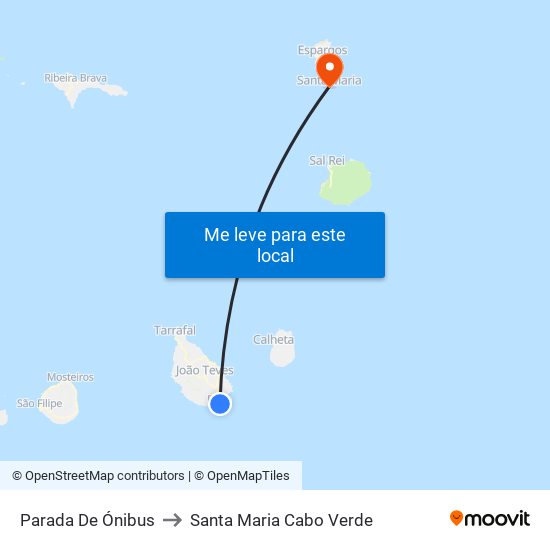 Parada De Ónibus to Santa Maria Cabo Verde map