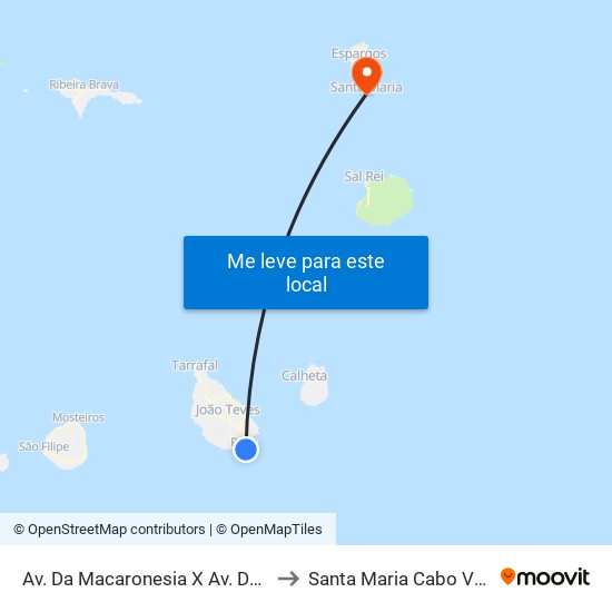 Av. Da Macaronesia X Av. Darwin to Santa Maria Cabo Verde map