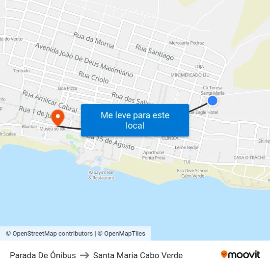 Parada De Ónibus to Santa Maria Cabo Verde map