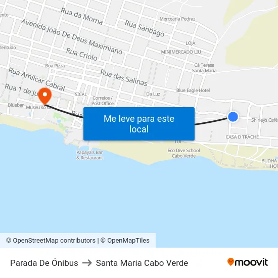 Parada De Ónibus to Santa Maria Cabo Verde map