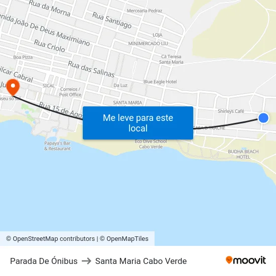 Parada De Ónibus to Santa Maria Cabo Verde map