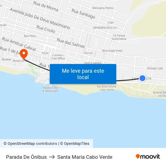 Parada De Ónibus to Santa Maria Cabo Verde map