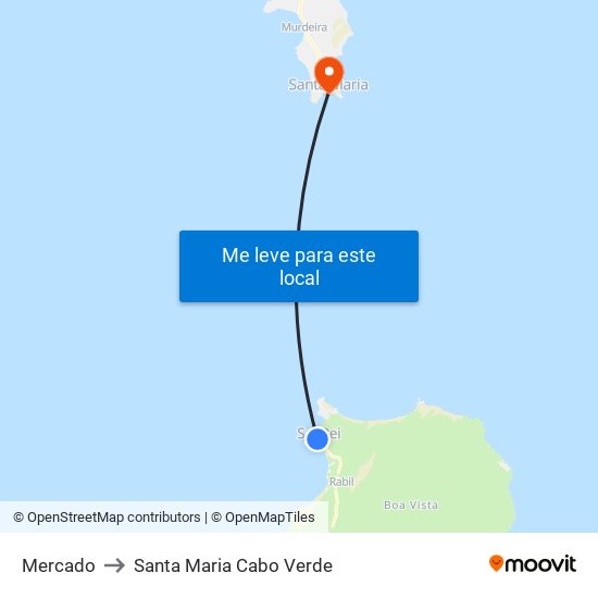 Mercado to Santa Maria Cabo Verde map