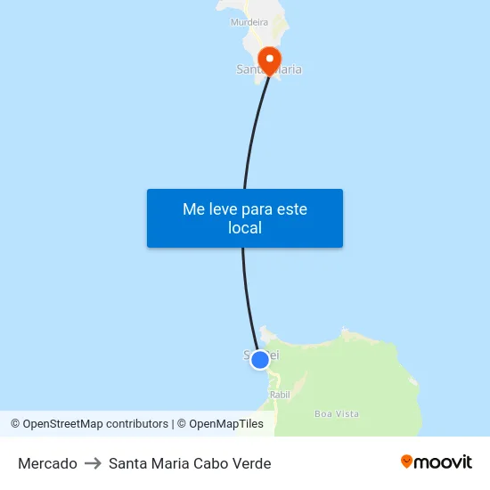 Mercado to Santa Maria Cabo Verde map