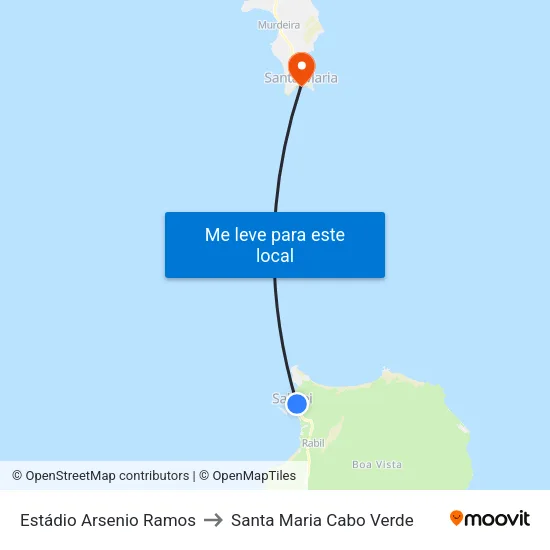 Estádio Arsenio Ramos to Santa Maria Cabo Verde map