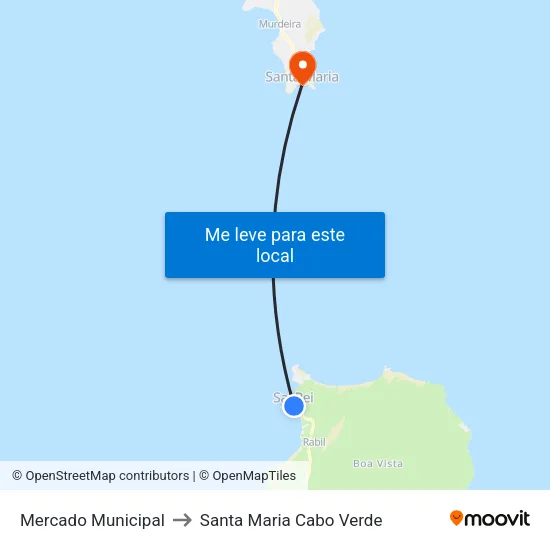 Mercado Municipal to Santa Maria Cabo Verde map