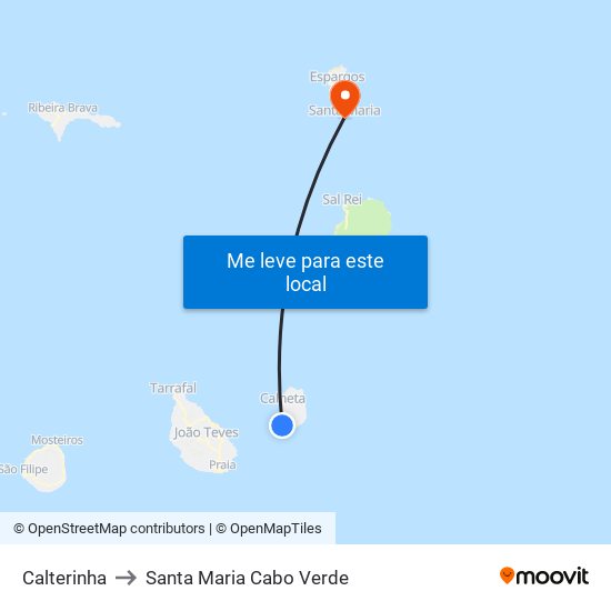 Calterinha to Santa Maria Cabo Verde map