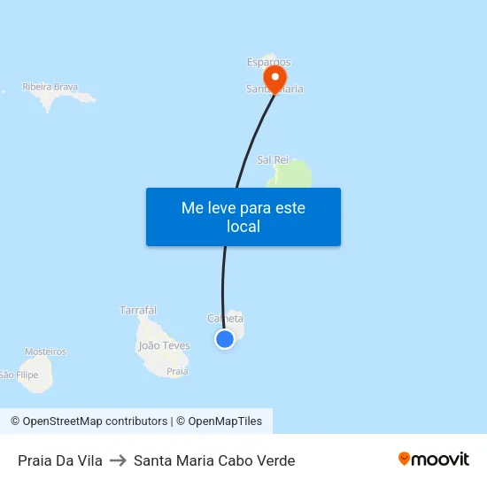 Praia Da Vila to Santa Maria Cabo Verde map