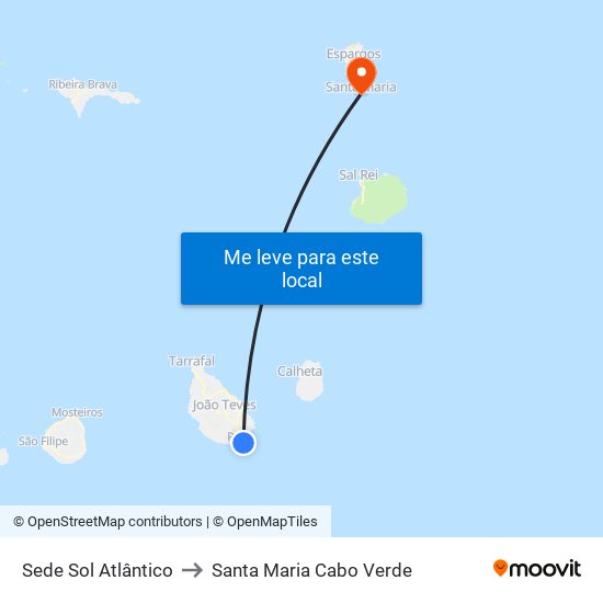 Sede Sol Atlântico to Santa Maria Cabo Verde map