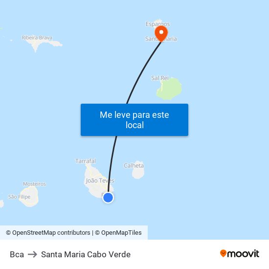 Bca to Santa Maria Cabo Verde map