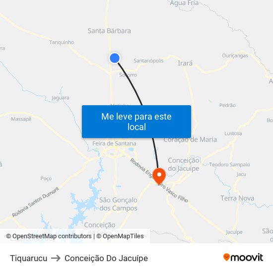 Tiquarucu to Conceição Do Jacuípe map