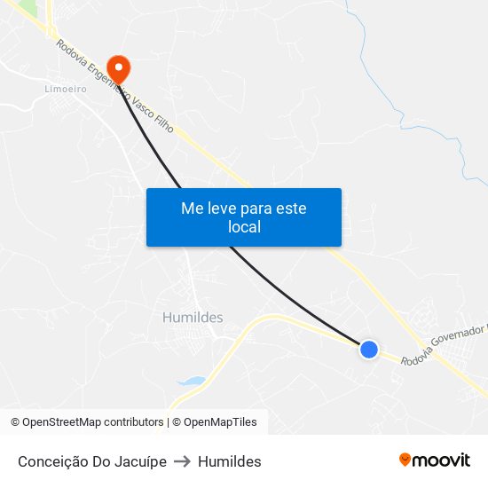 Conceição Do Jacuípe to Humildes map