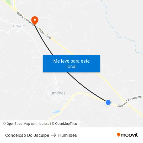 Conceição Do Jacuípe to Humildes map