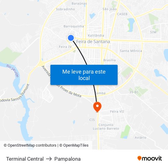 Terminal Central to Pampalona map