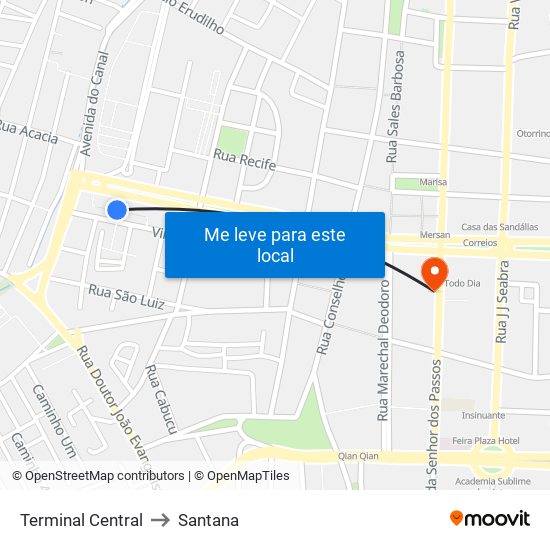 Terminal Central to Santana map