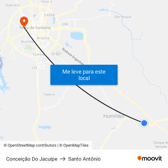 Conceição Do Jacuípe to Santo Antônio map