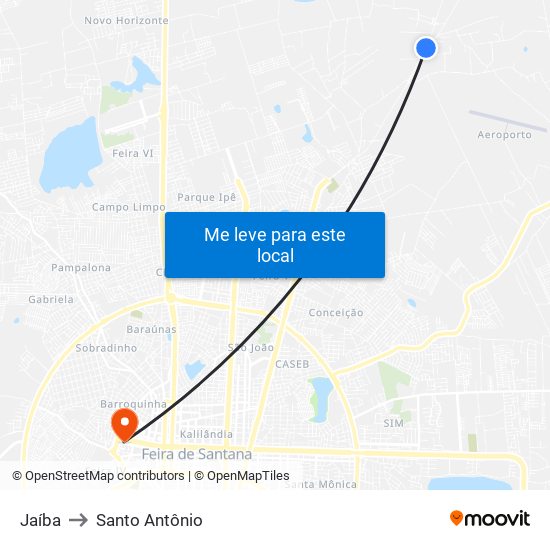 Jaíba to Santo Antônio map