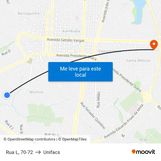 Rua L, 70-72 to Unifacs map