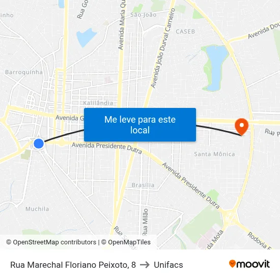 Rua Marechal Floriano Peixoto, 8 to Unifacs map