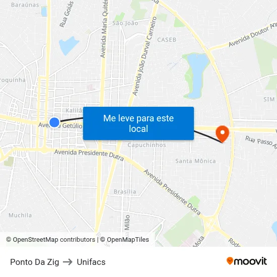 Ponto Da Zig to Unifacs map