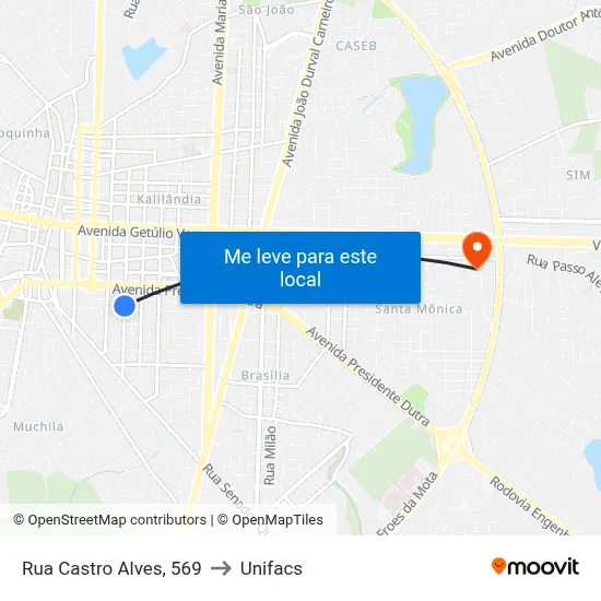 Rua Castro Alves, 569 to Unifacs map