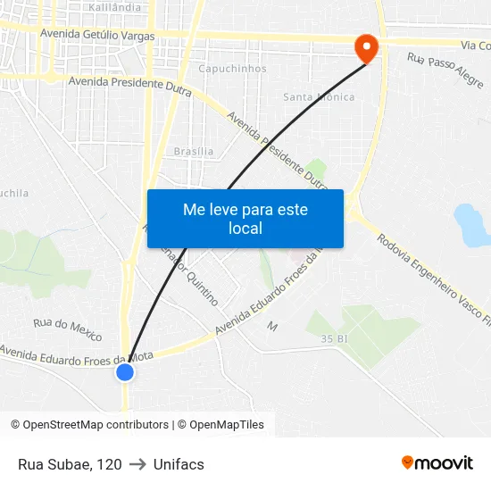 Rua Subae, 120 to Unifacs map