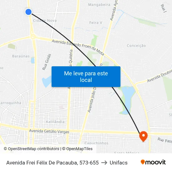 Avenida Frei Félix De Pacauba, 573-655 to Unifacs map