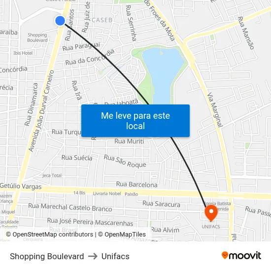 Shopping Boulevard to Unifacs map