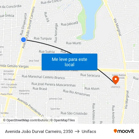 Avenida João Durval Carneiro, 2350 to Unifacs map